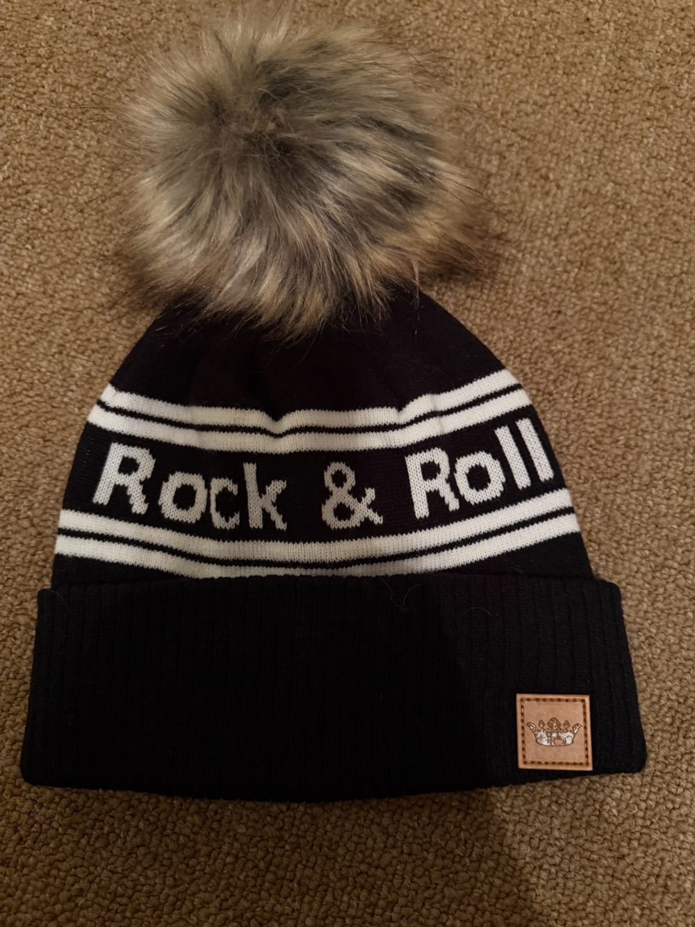 Rock & Roll Black Pom Beanie
